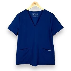 FIGS Casma Three-Pocket Scrub Top, Navy Blue M - Medical, Hospital, Scrubs